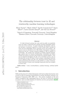 The relationship between trust in AI and trustworthy machine learning
  technologies