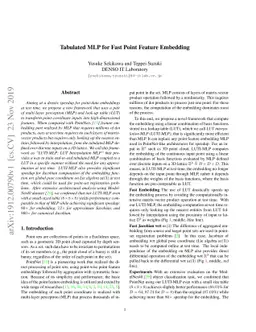 Tabulated MLP for Fast Point Feature Embedding