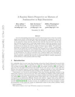 A Random Matrix Perspective on Mixtures of Nonlinearities for Deep
  Learning
