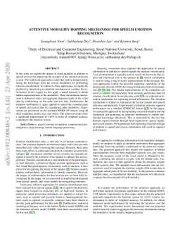 Attentive Modality Hopping Mechanism for Speech Emotion Recognition