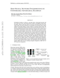 Deep Neural Network Fingerprinting by Conferrable Adversarial Examples