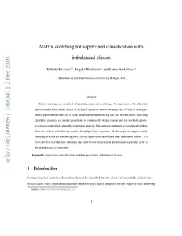 Matrix sketching for supervised classification with imbalanced classes