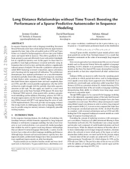 Long Distance Relationships without Time Travel: Boosting the
  Performance of a Sparse Predictive Autoencoder in Sequence Modeling