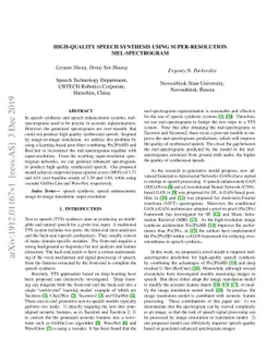 High-quality Speech Synthesis Using Super-resolution Mel-Spectrogram