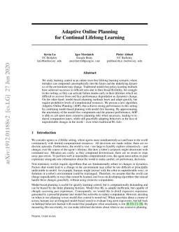 Adaptive Online Planning for Continual Lifelong Learning