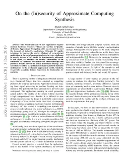 On the (In)security of Approximate Computing Synthesis