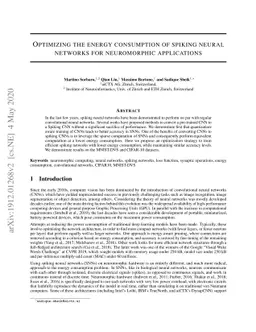 Optimizing the energy consumption of spiking neural networks for
  neuromorphic applications