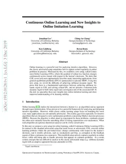 Continuous Online Learning and New Insights to Online Imitation Learning