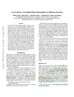 Less Is Better: Unweighted Data Subsampling via Influence Function