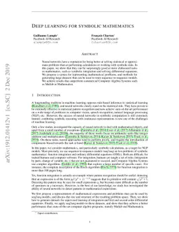 Deep Learning for Symbolic Mathematics