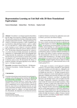 Representation Learning on Unit Ball with 3D Roto-Translational
  Equivariance