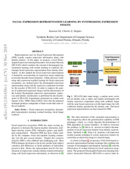 Facial Expression Representation Learning by Synthesizing Expression
  Images