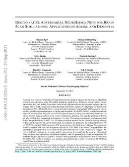 Degenerative Adversarial NeuroImage Nets for Brain Scan Simulations:
  Application in Ageing and Dementia