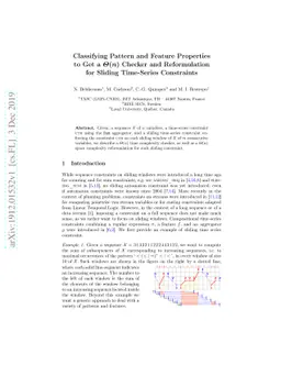 Classifying Pattern and Feature Properties to Get a $Θ(n)$ Checker
  and Reformulation for Sliding Time-Series Constraints