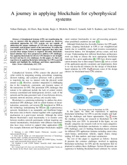 A journey in applying blockchain for cyberphysical systems