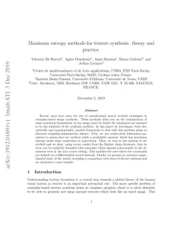Maximum entropy methods for texture synthesis: theory and practice