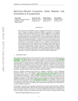 Distance-Based Learning from Errors for Confidence Calibration
