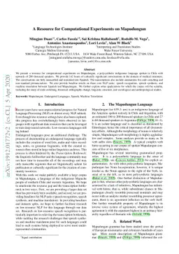 A Resource for Computational Experiments on Mapudungun