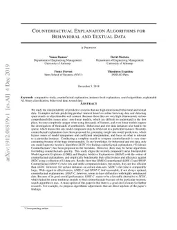 Counterfactual Explanation Algorithms for Behavioral and Textual Data
