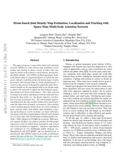 Drone-based Joint Density Map Estimation, Localization and Tracking with
  Space-Time Multi-Scale Attention Network