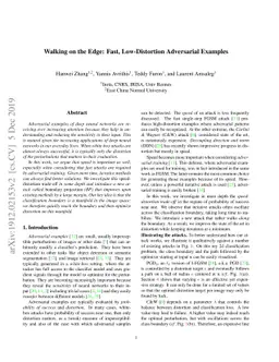 Walking on the Edge: Fast, Low-Distortion Adversarial Examples