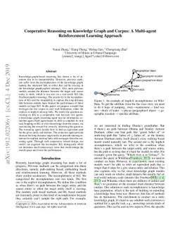 Cooperative Reasoning on Knowledge Graph and Corpus: A
  Multi-agentReinforcement Learning Approach