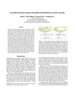 Learning from Interventions using Hierarchical Policies for Safe
  Learning