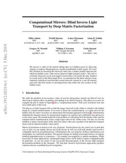 Computational Mirrors: Blind Inverse Light Transport by Deep Matrix
  Factorization