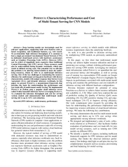 Perseus: Characterizing Performance and Cost of Multi-Tenant Serving for
  CNN Models