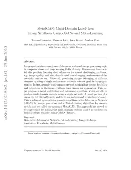 MetalGAN: Multi-Domain Label-Less Image Synthesis Using cGANs and
  Meta-Learning