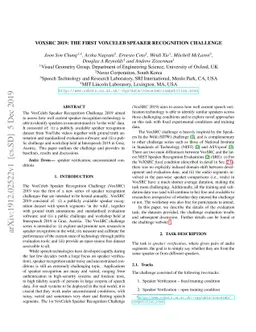 VoxSRC 2019: The first VoxCeleb Speaker Recognition Challenge