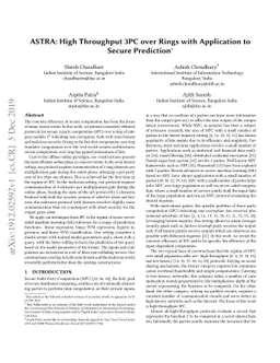 ASTRA: High Throughput 3PC over Rings with Application to Secure
  Prediction
