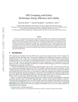 GPU Computing with Python: Performance, Energy Efficiency and Usability