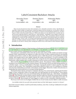 Label-Consistent Backdoor Attacks