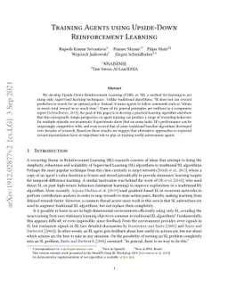 Training Agents using Upside-Down Reinforcement Learning