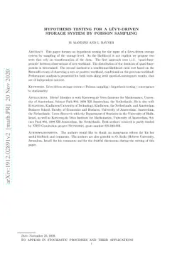 Hypothesis testing for a Lévy-driven storage system by Poisson
  sampling