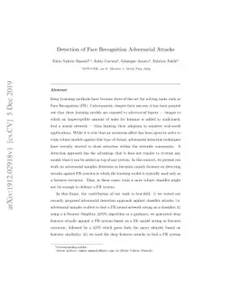 Detection of Face Recognition Adversarial Attacks