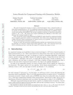 Lower Bounds for Compressed Sensing with Generative Models