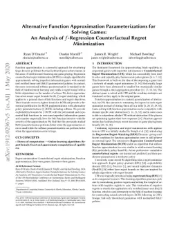 Alternative Function Approximation Parameterizations for Solving Games:
  An Analysis of $f$-Regression Counterfactual Regret Minimization