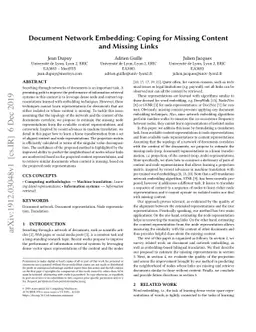 Document Network Embedding: Coping for Missing Content and Missing Links