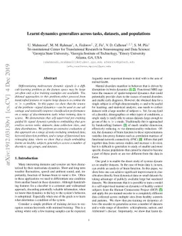 Learnt dynamics generalizes across tasks, datasets, and populations