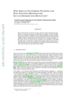 Why Should we Combine Training and Post-Training Methods for
  Out-of-Distribution Detection?