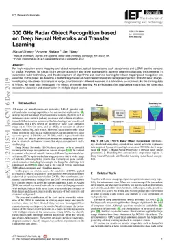 300 GHz Radar Object Recognition based on Deep Neural Networks and
  Transfer Learning
