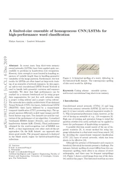 A limited-size ensemble of homogeneous CNN/LSTMs for high-performance
  word classification