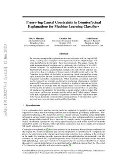Preserving Causal Constraints in Counterfactual Explanations for Machine
  Learning Classifiers