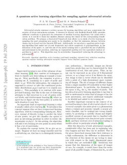 A quantum active learning algorithm for sampling against adversarial
  attacks