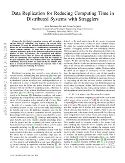 Data Replication for Reducing Computing Time in Distributed Systems with
  Stragglers