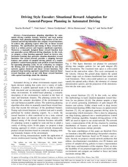 Driving Style Encoder: Situational Reward Adaptation for General-Purpose
  Planning in Automated Driving