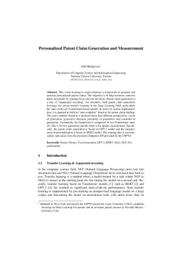Personalized Patent Claim Generation and Measurement