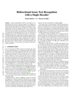 Bidirectional Scene Text Recognition with a Single Decoder